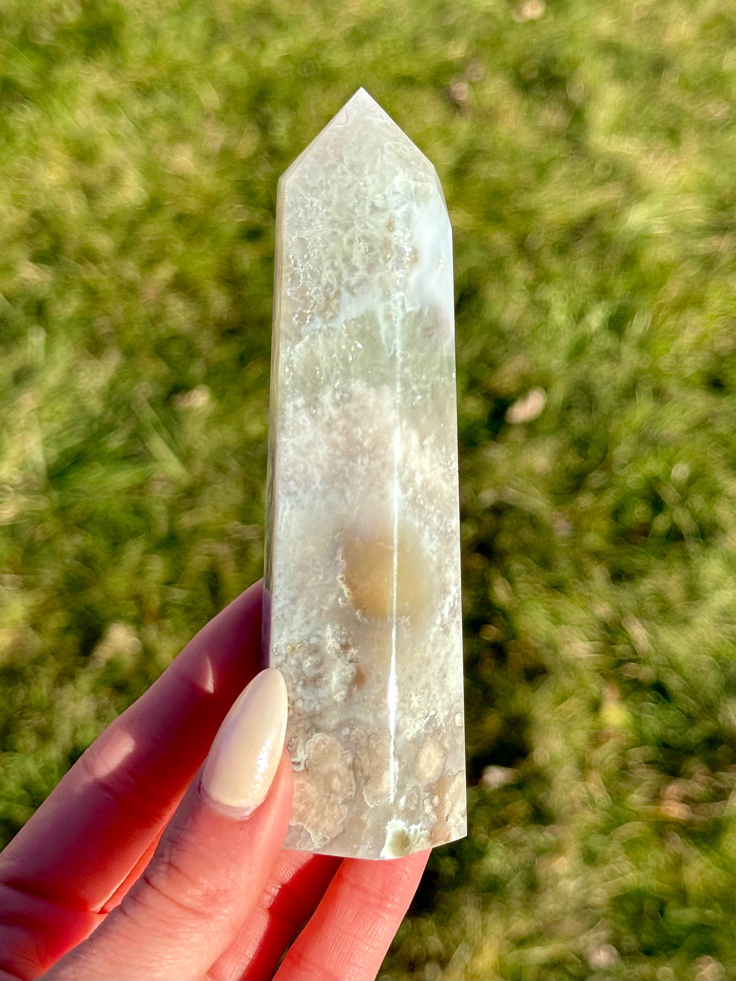 Flower Agate Towers with Green Quartz - You Choose