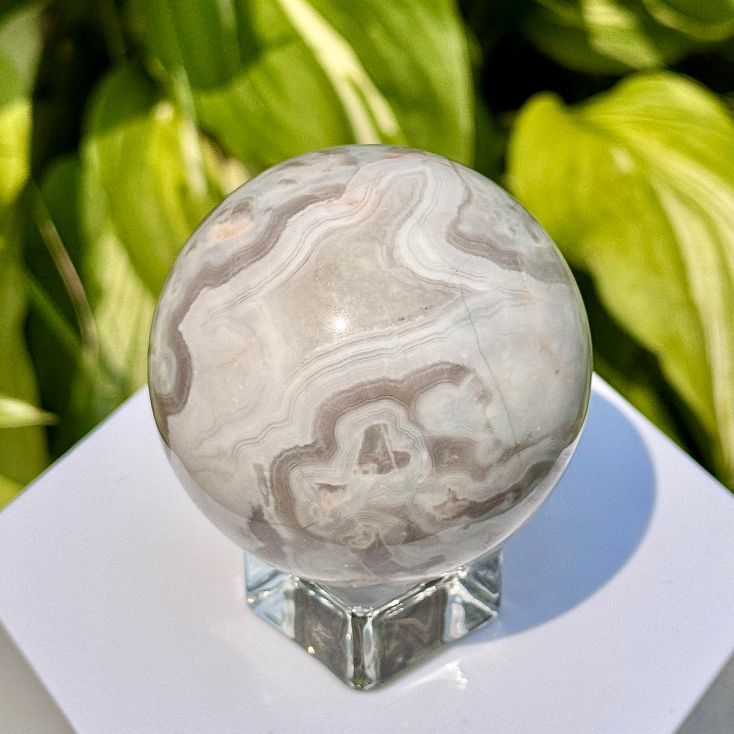 White Crazy Lace Agate Sphere