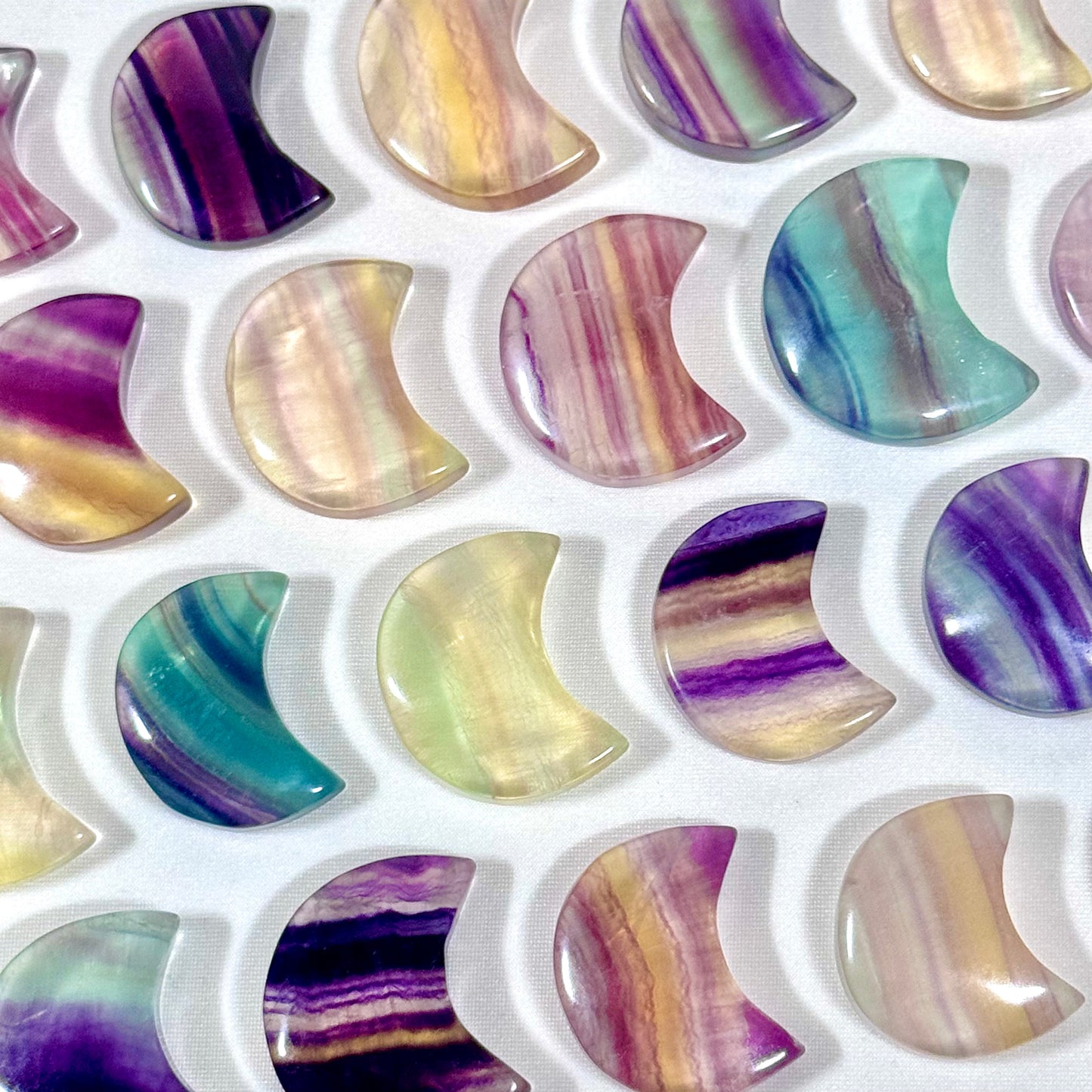 Intuitively Chosen Fluorite Moon Carvings