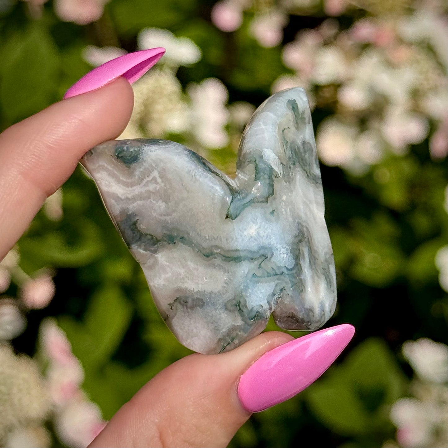 Moss Agate 3D Butterfly Carvings - You Choose
