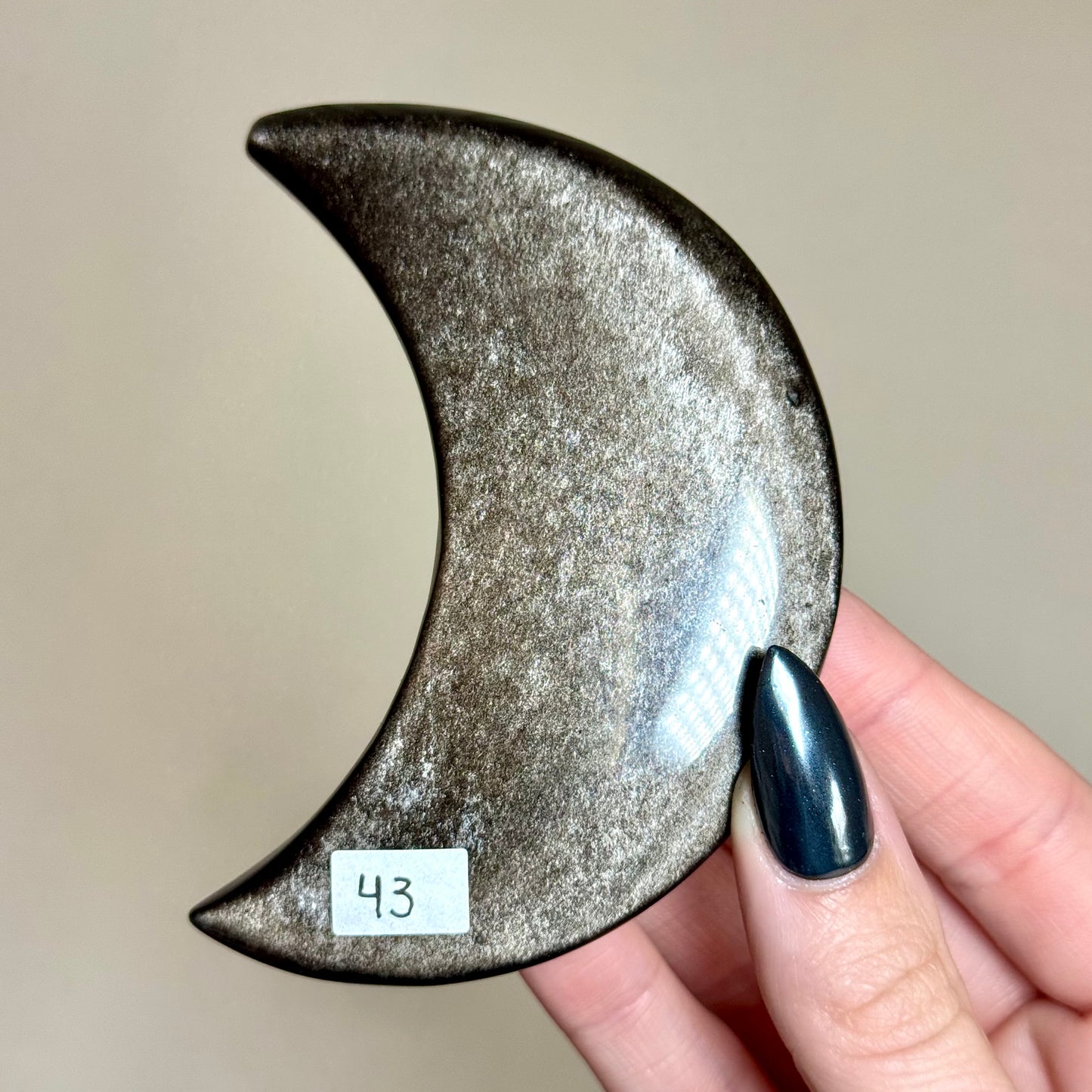 Silver Obsidian Moon Carvings - You Choose