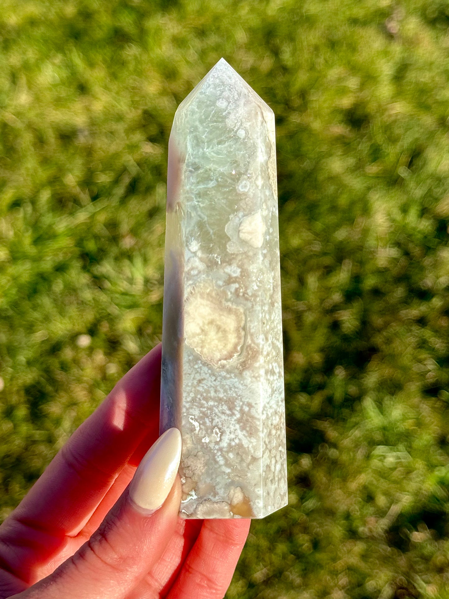 Flower Agate Towers with Green Quartz - You Choose
