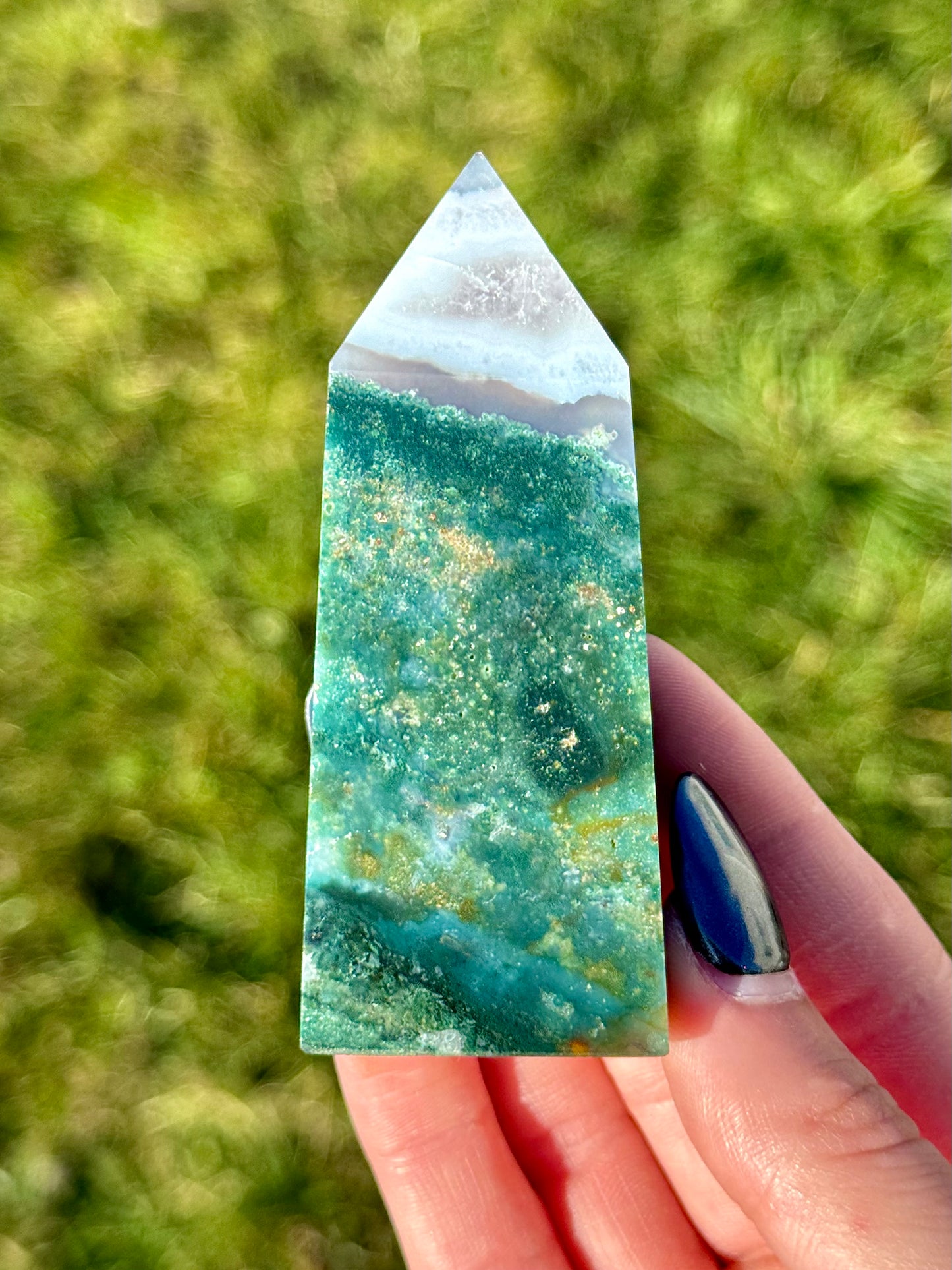 Sea Jasper with Moss Agate Towers - You Choose