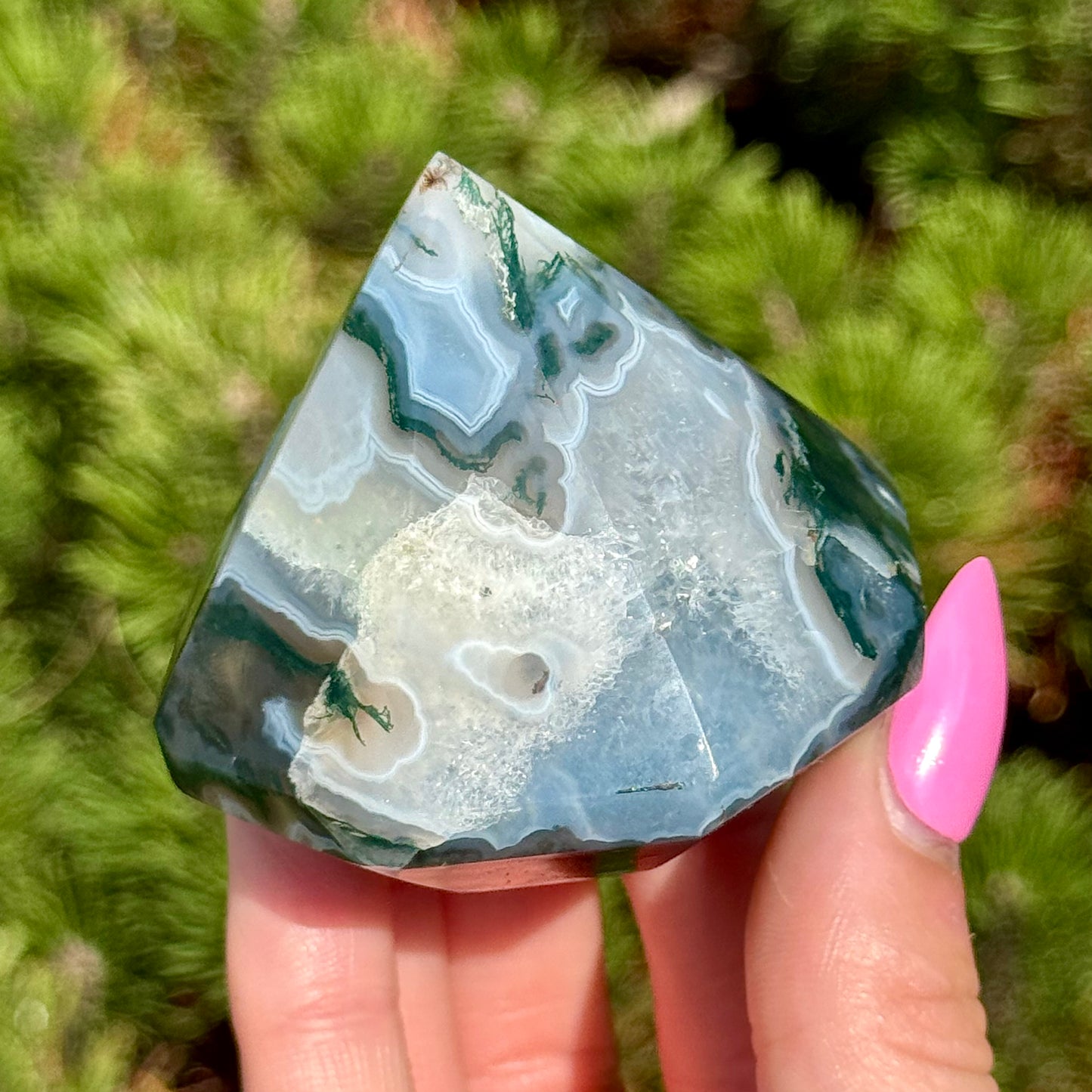 Moss Agate Diamond Carving