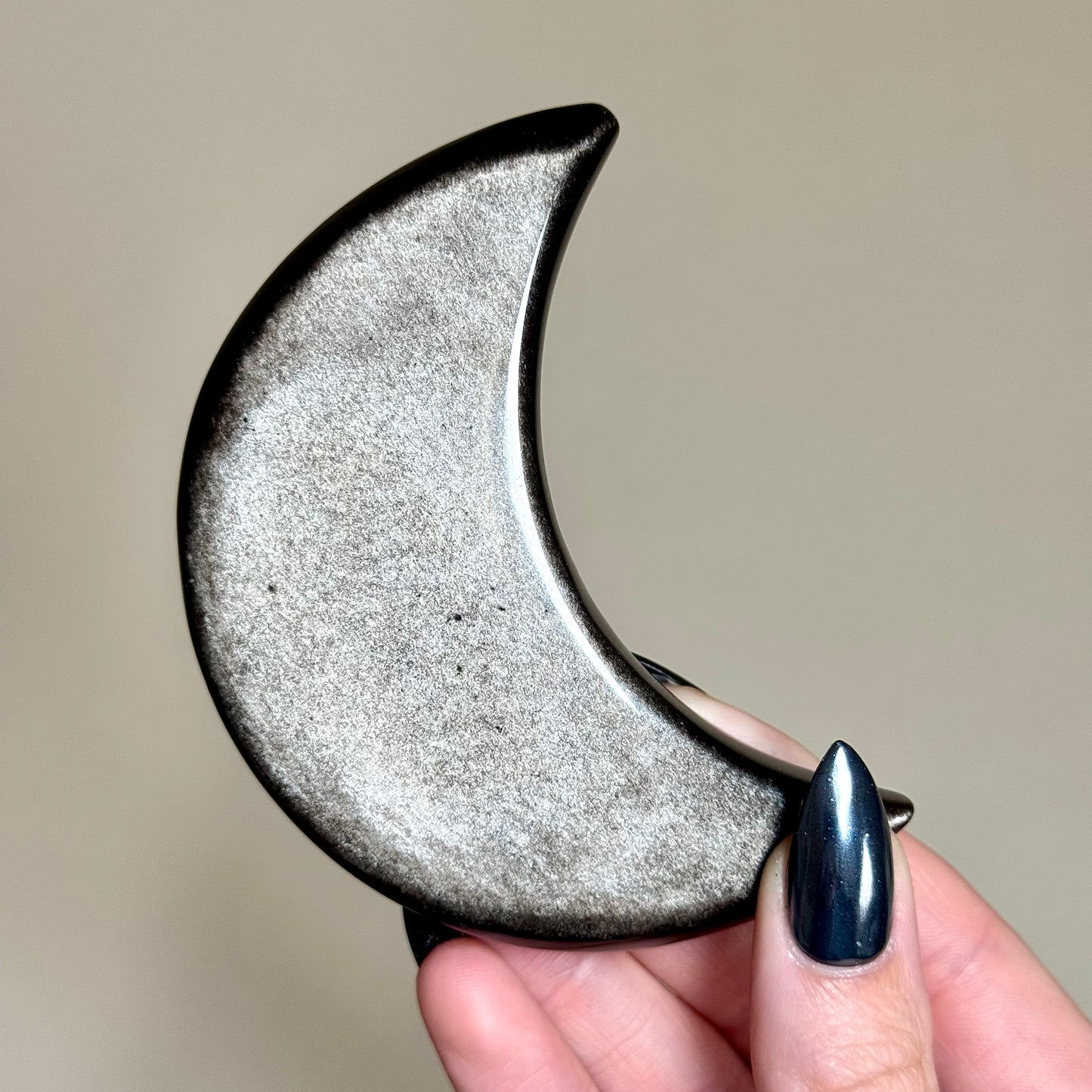 Silver Obsidian Moon Carvings - You Choose