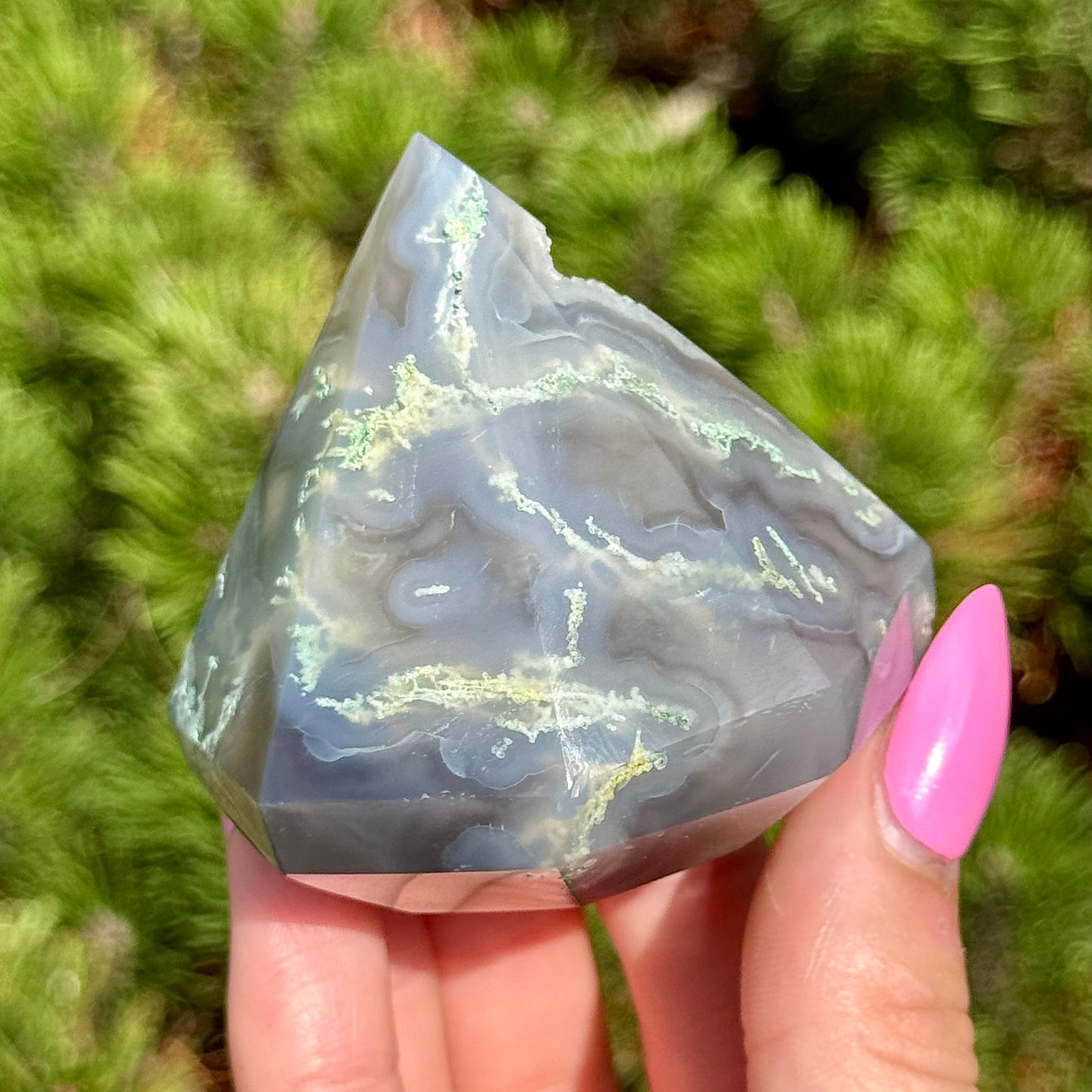 Moss Agate Diamond Carving