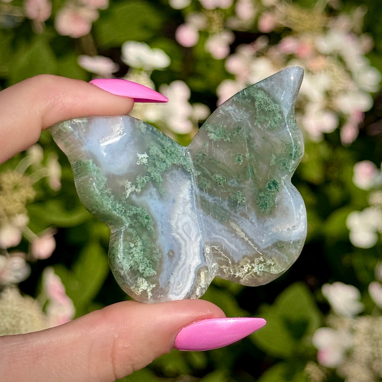 Moss Agate 3D Butterfly Carvings - You Choose