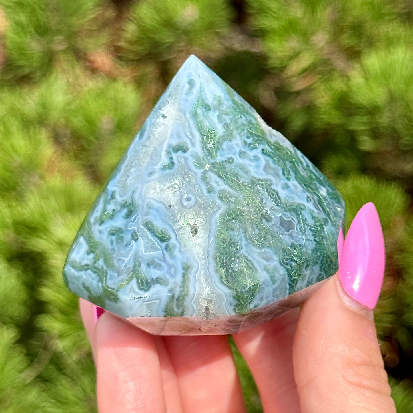 Moss Agate Diamond Carving