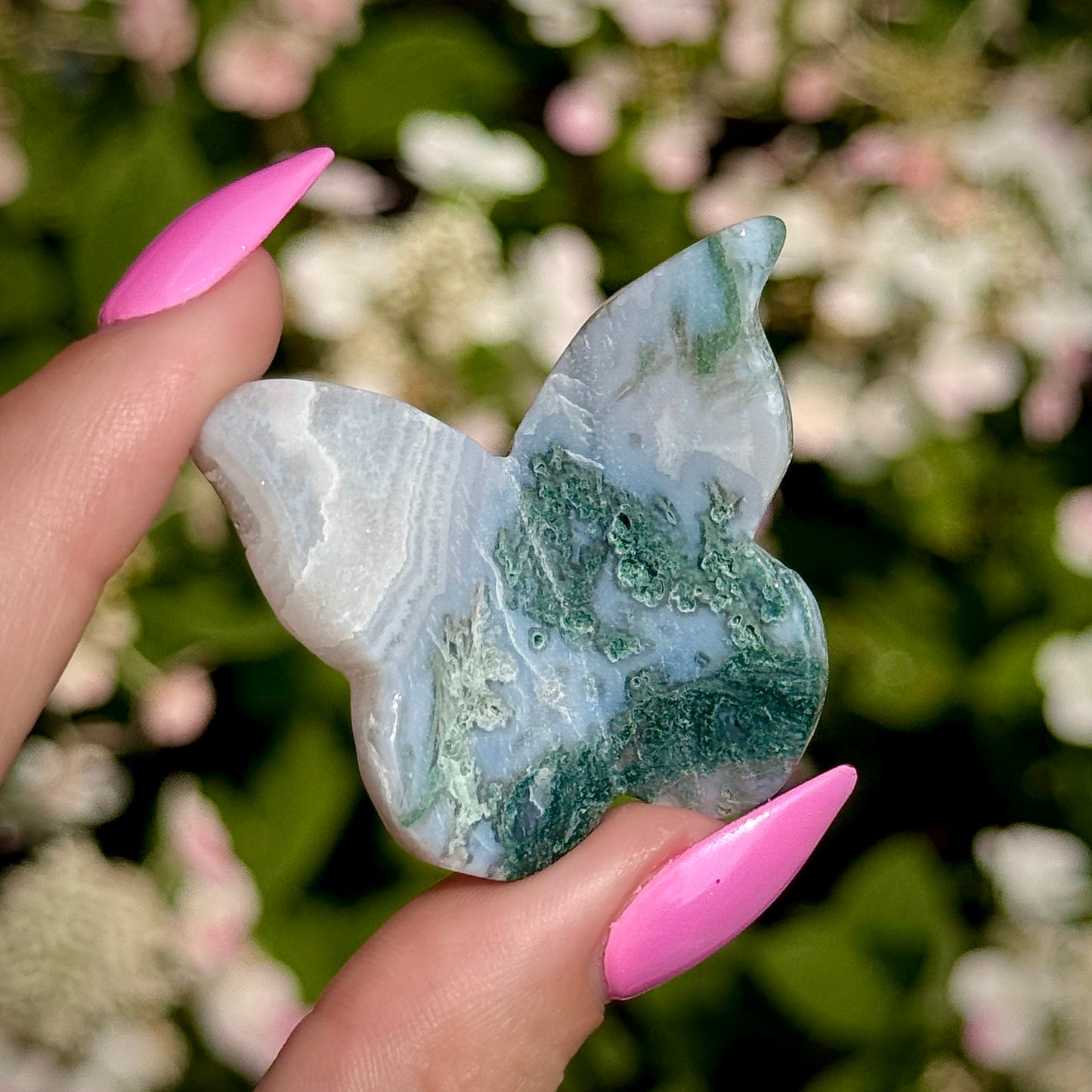 Moss Agate 3D Butterfly Carvings - You Choose