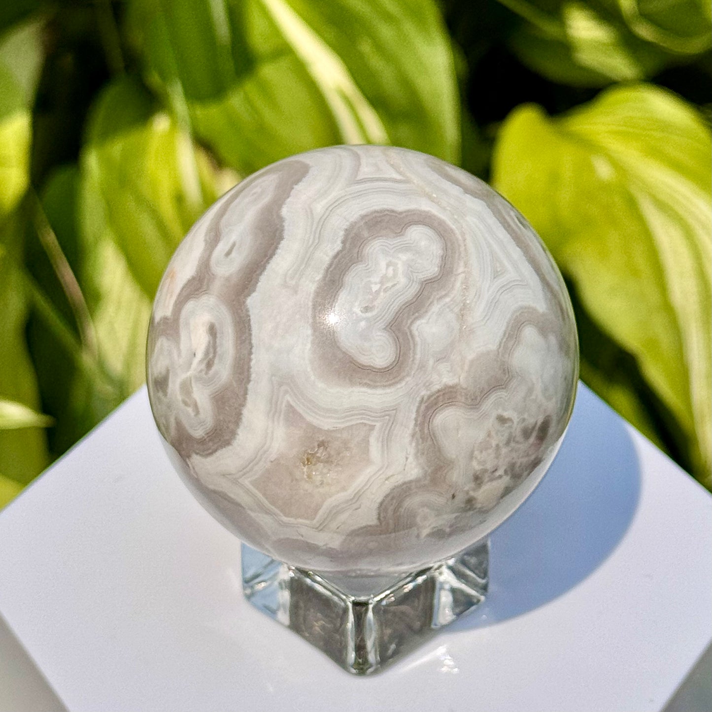 White Crazy Lace Agate Sphere