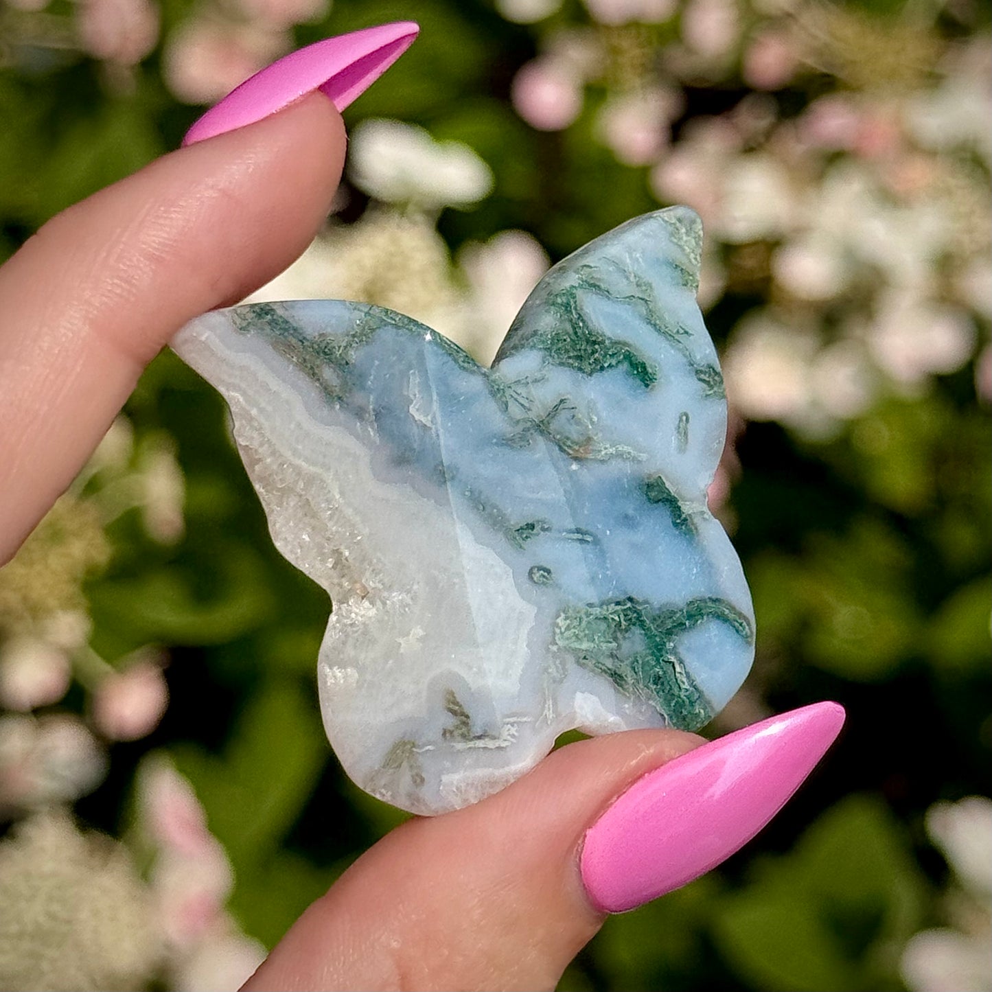 Moss Agate 3D Butterfly Carvings - You Choose