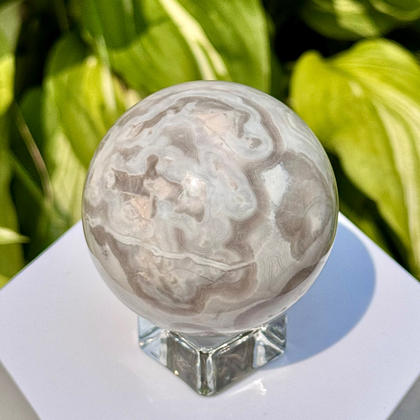 White Crazy Lace Agate Sphere