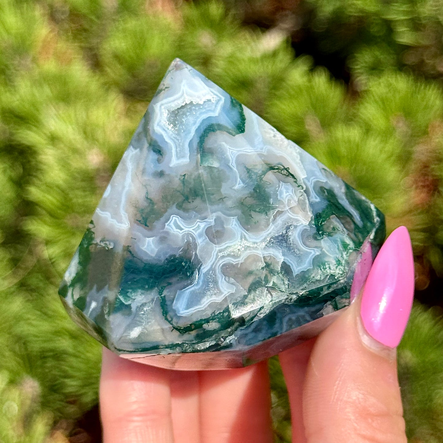 Moss Agate Diamond Carving