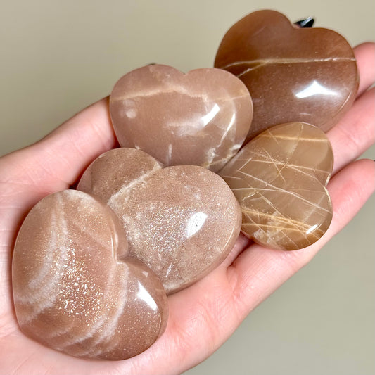 Peach Moonstone Hearts - You Choose