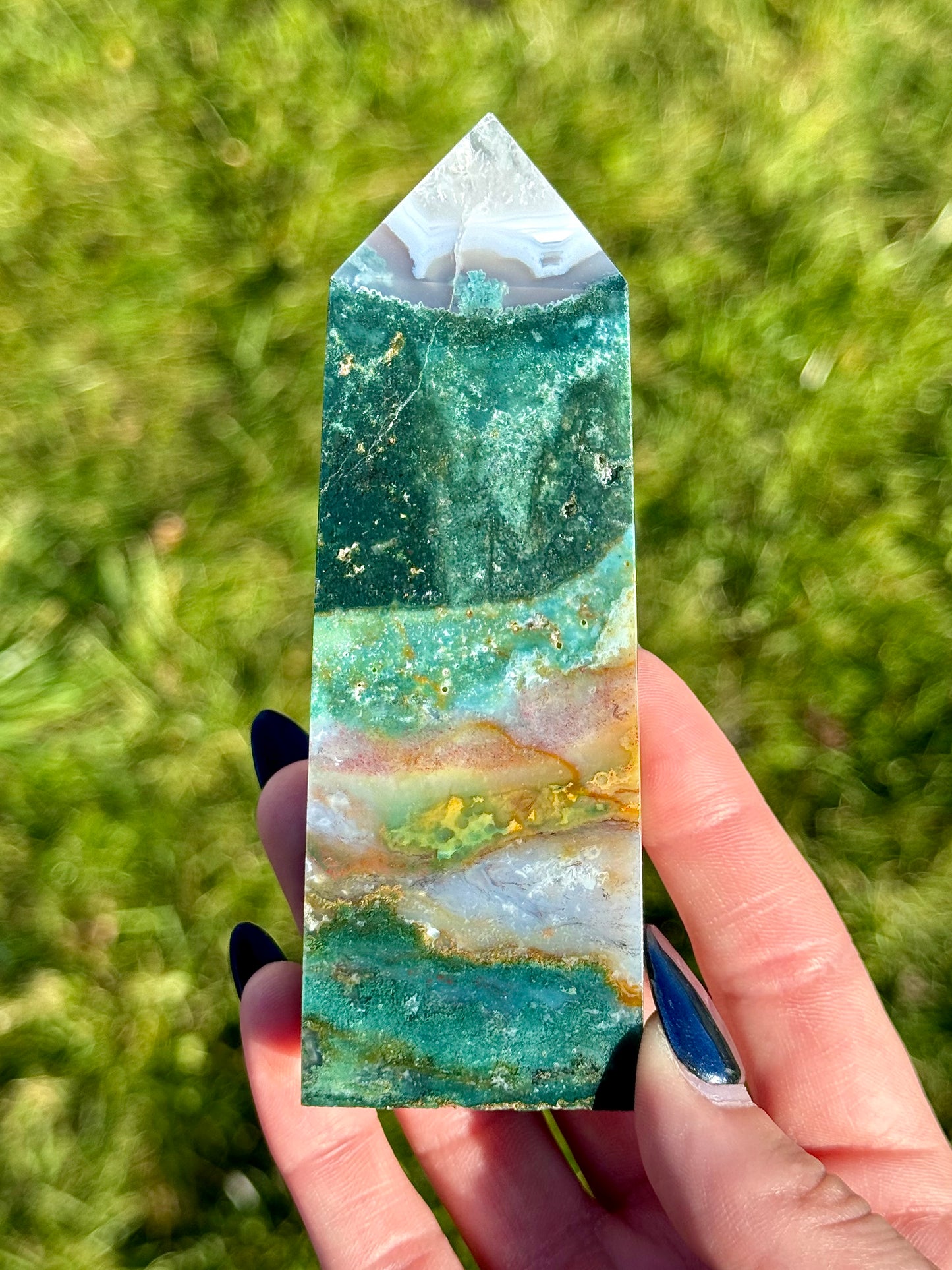 Sea Jasper with Moss Agate Towers - You Choose