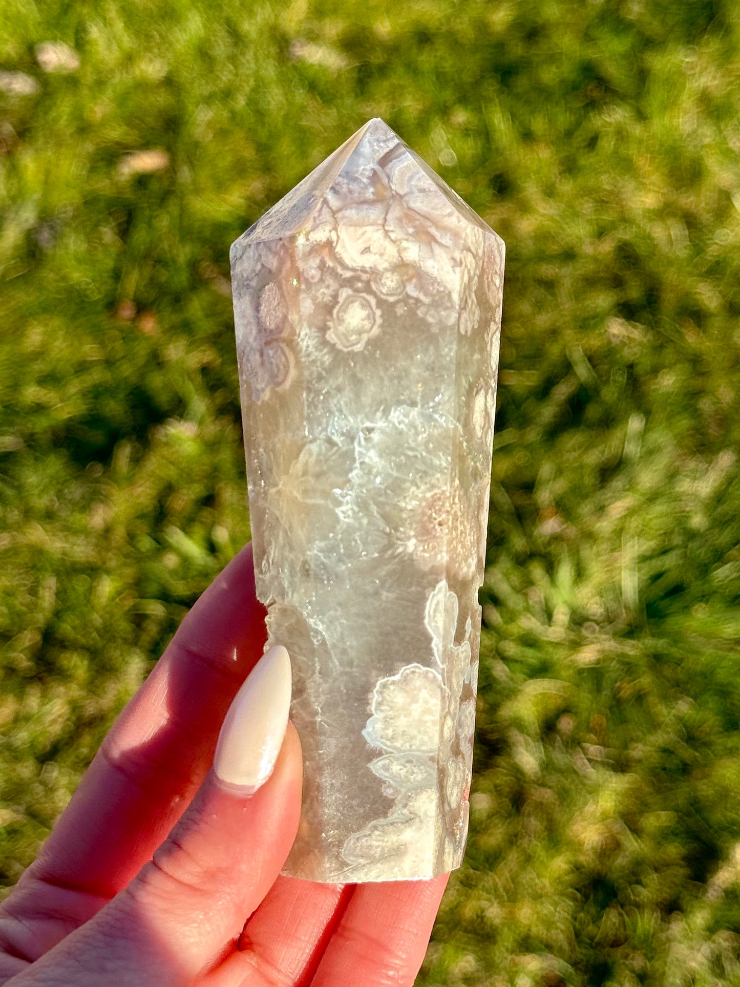 Flower Agate Towers with Green Quartz - You Choose