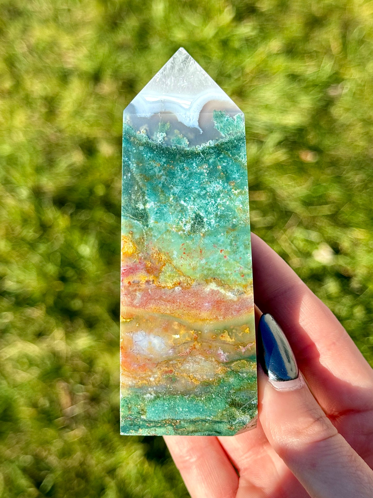 Sea Jasper with Moss Agate Towers - You Choose