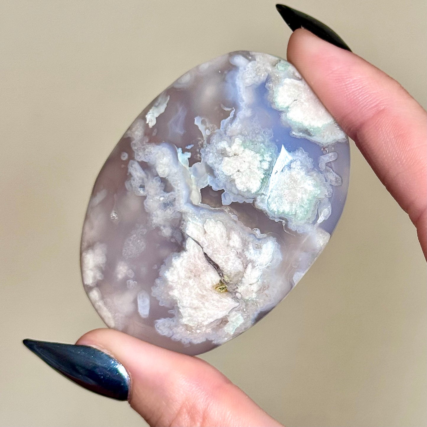 Black Flower Agate Palm Stones - You Choose