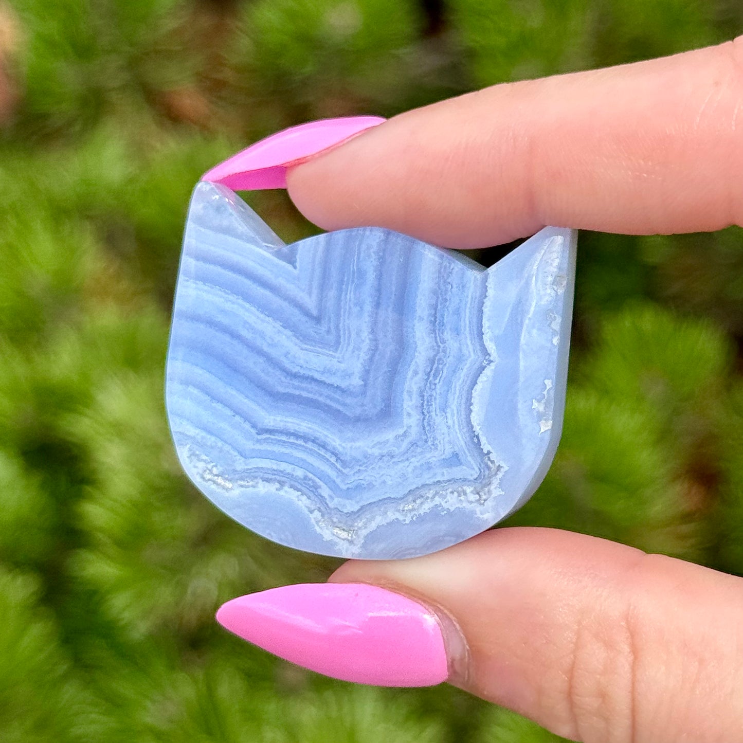 Blue Lace Agate Cat Carving
