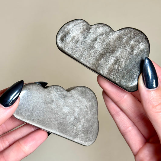 Silver Obsidian Cloud Carvings - You Choose
