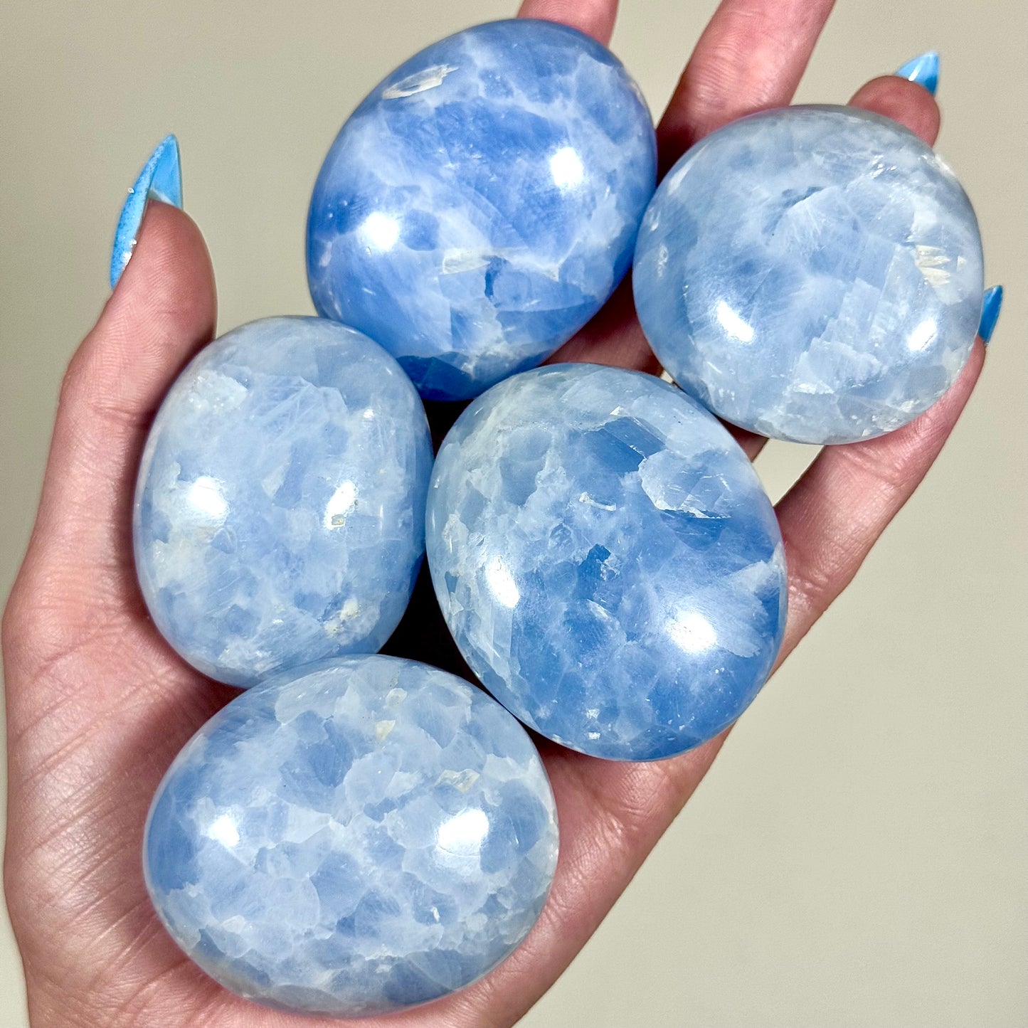 Celestite Palm Stones