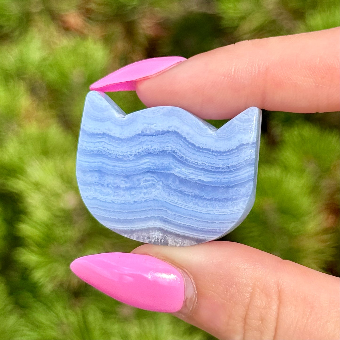 Blue Lace Agate Cat Carving