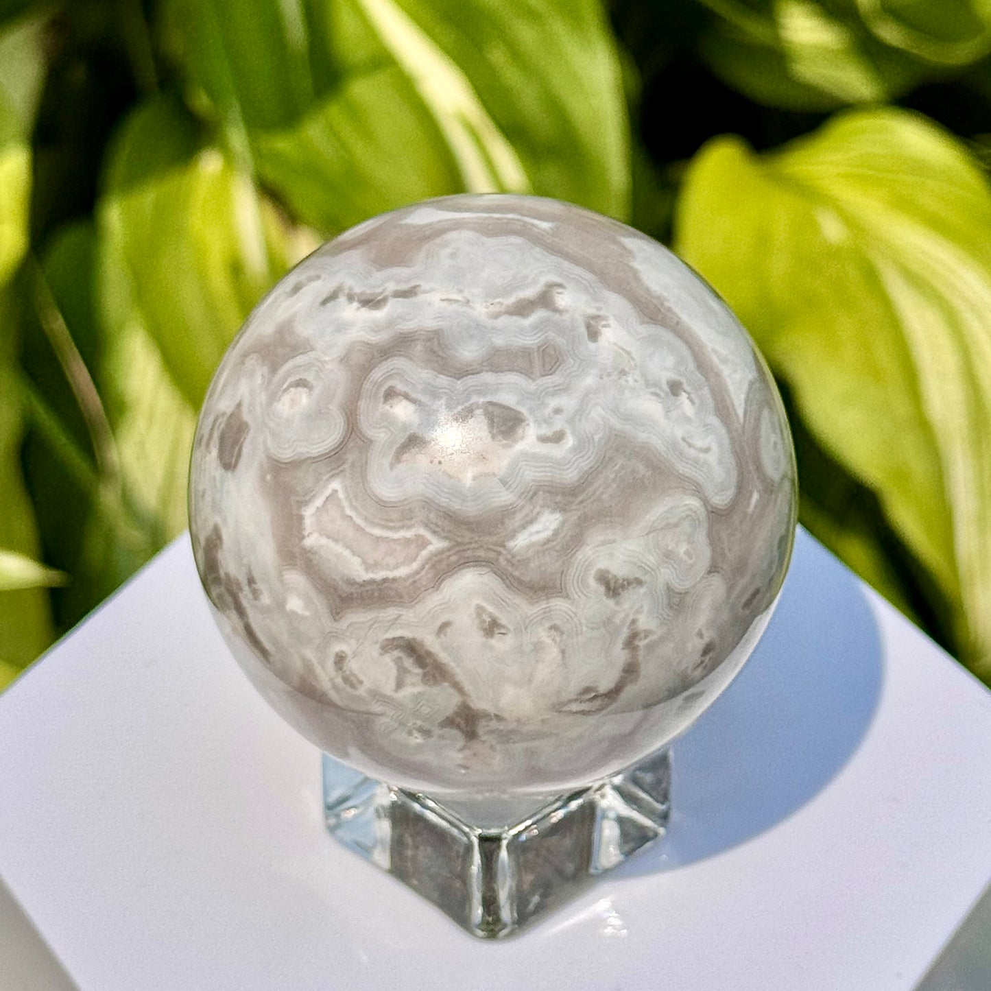 White Crazy Lace Agate Sphere