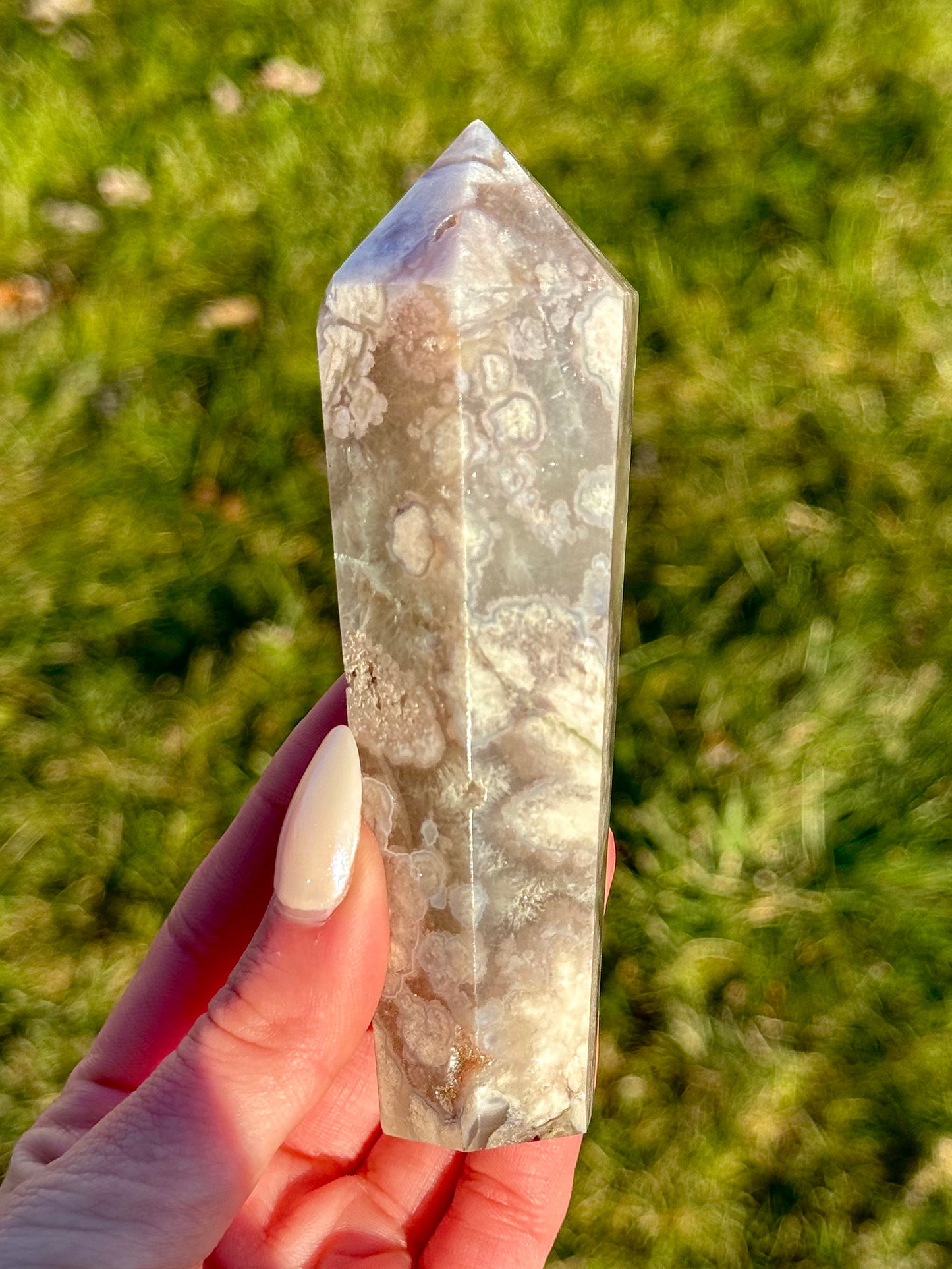 Flower Agate Towers with Green Quartz - You Choose