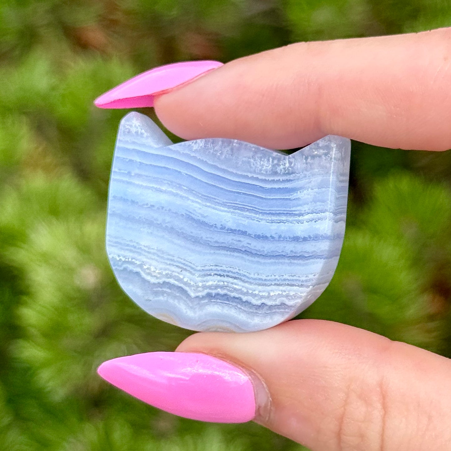 Blue Lace Agate Cat Carving