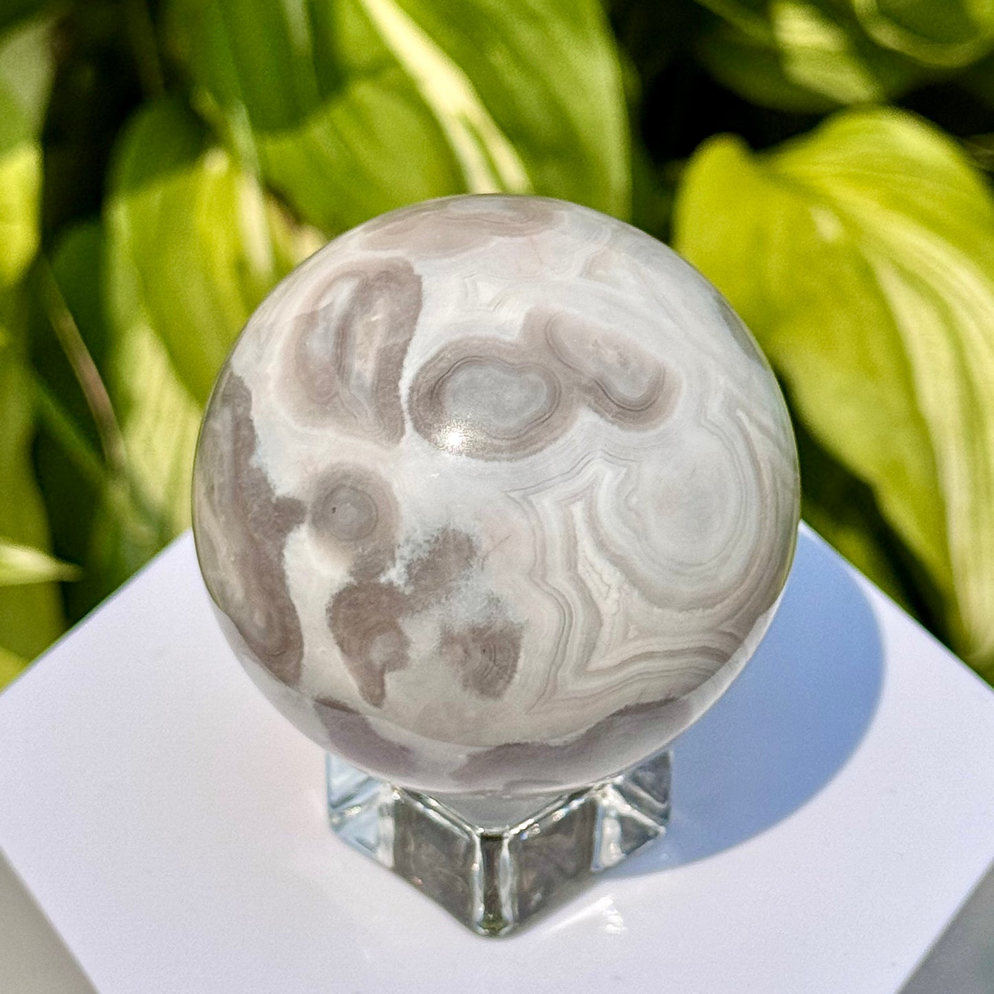 White Crazy Lace Agate Sphere