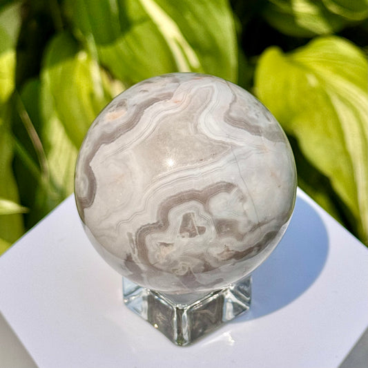 White Crazy Lace Agate Sphere