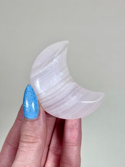 Pink Calcite Moon Carvings - You Choose