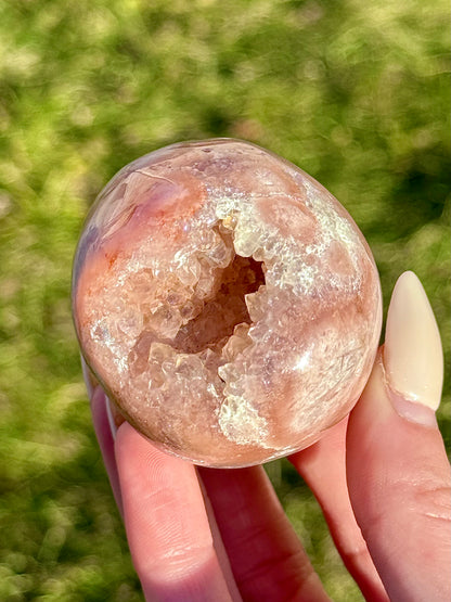 Pink Flower Agate Druzy Eggs - You Choose