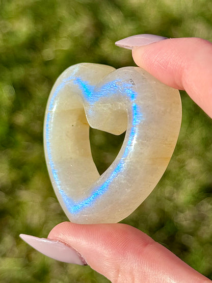 White Moonstone Heart Outlines - You Choose