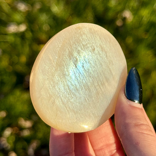 White Moonstone Palm Stone