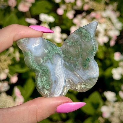 Moss Agate 3D Butterfly Carvings - You Choose