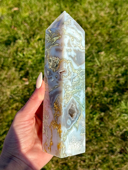 Large Moss Agate Towers - You Choose