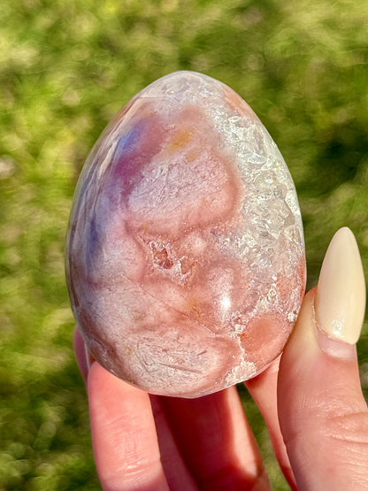 Pink Flower Agate Druzy Eggs - You Choose