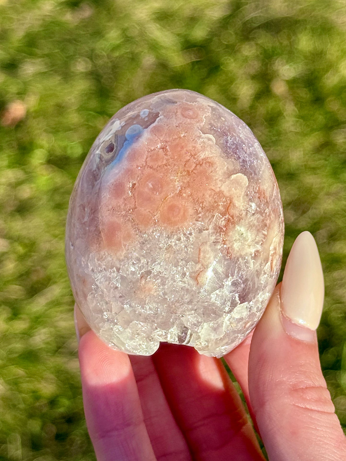 Pink Flower Agate Druzy Eggs - You Choose