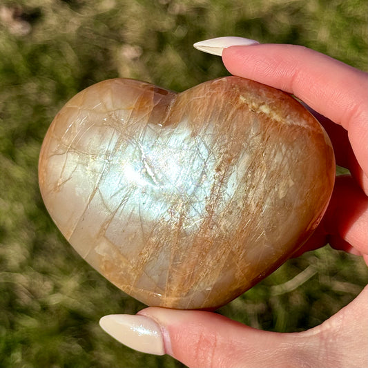 Peach Moonstone Heart