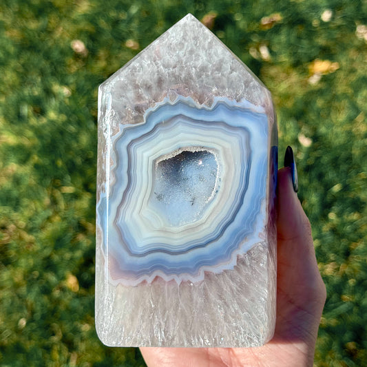 Large Druzy Agate Tower