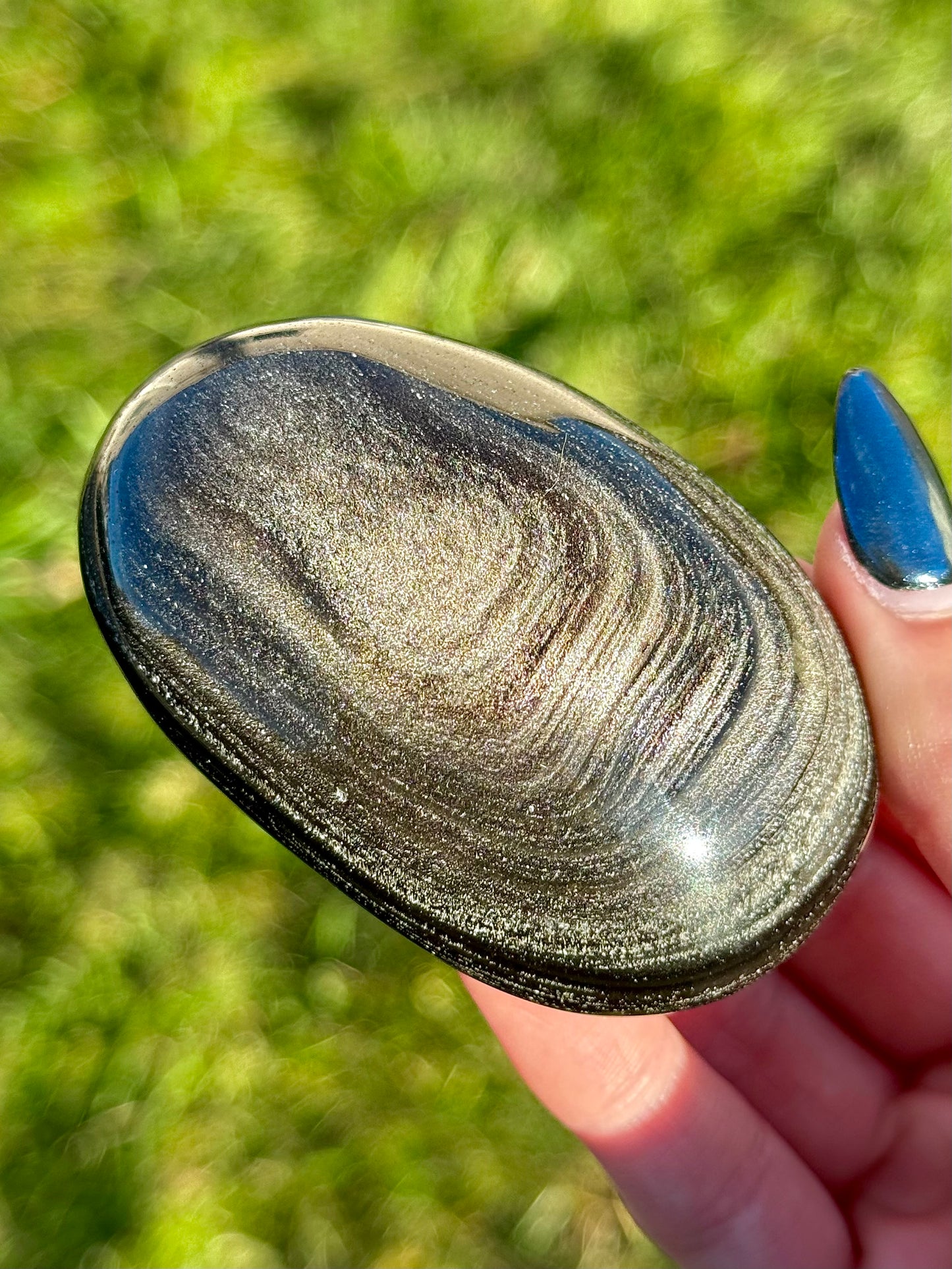 Silver Obsidian Palm Stones - You Choose