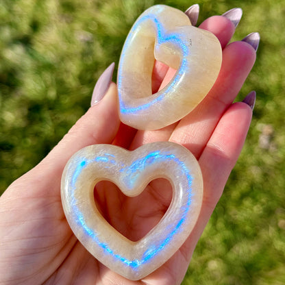 White Moonstone Heart Outlines - You Choose