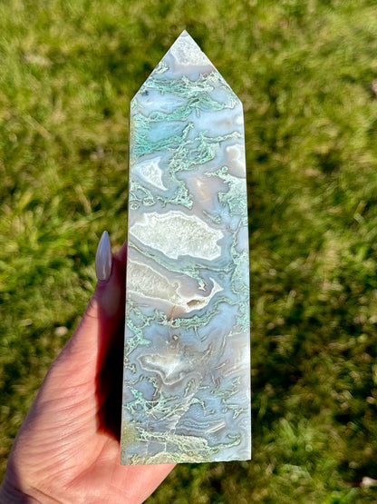 Large Moss Agate Towers - You Choose