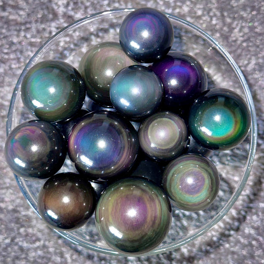 Rainbow Obsidian Spheres