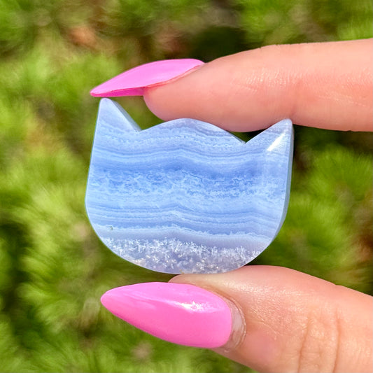 Blue Lace Agate Cat Carving