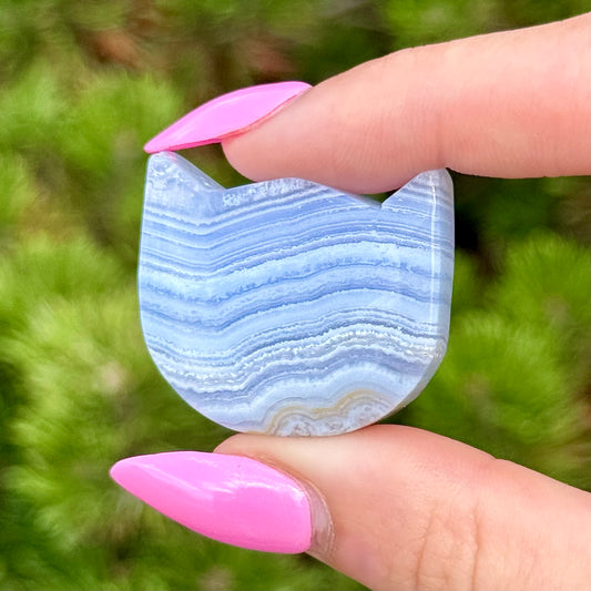 Blue Lace Agate Cat Carving