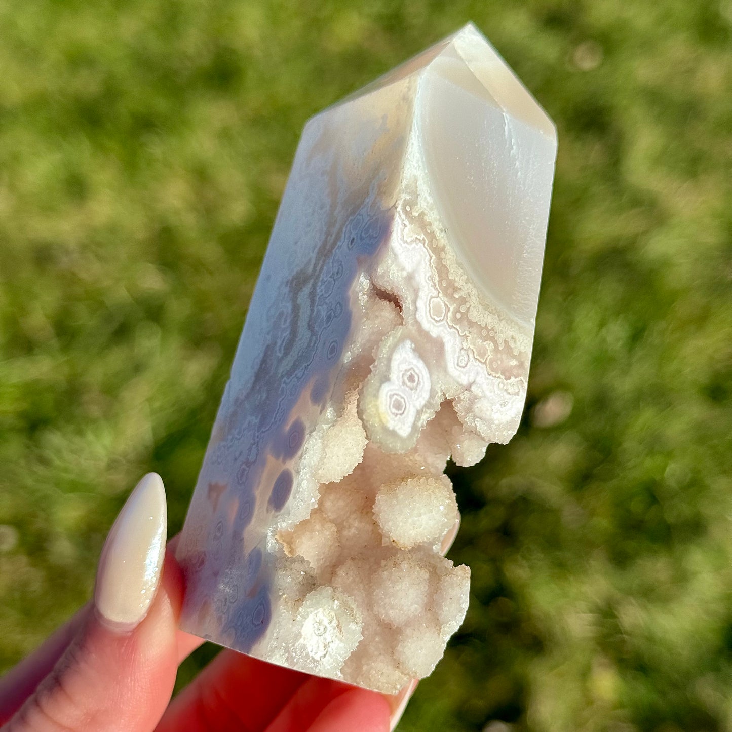 White Druzy Agate Tower