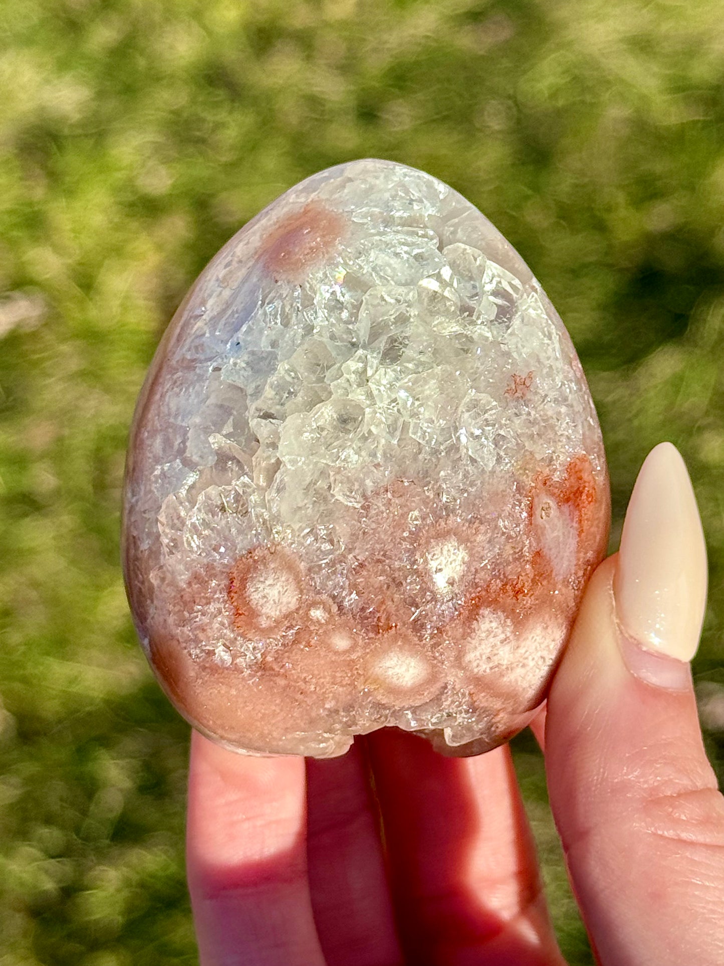 Pink Flower Agate Druzy Eggs - You Choose