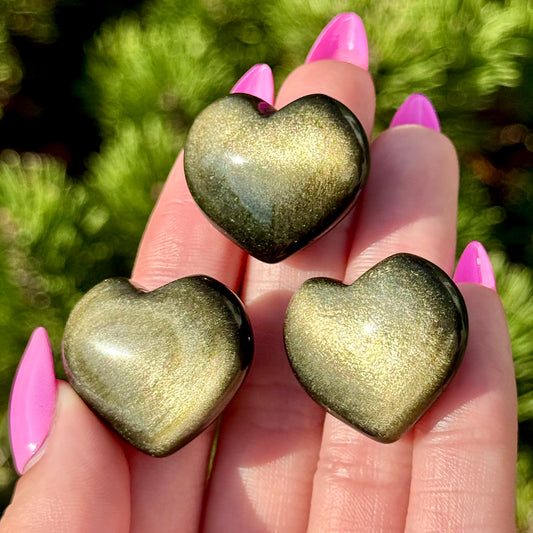 Mini Golden Obsidian Hearts